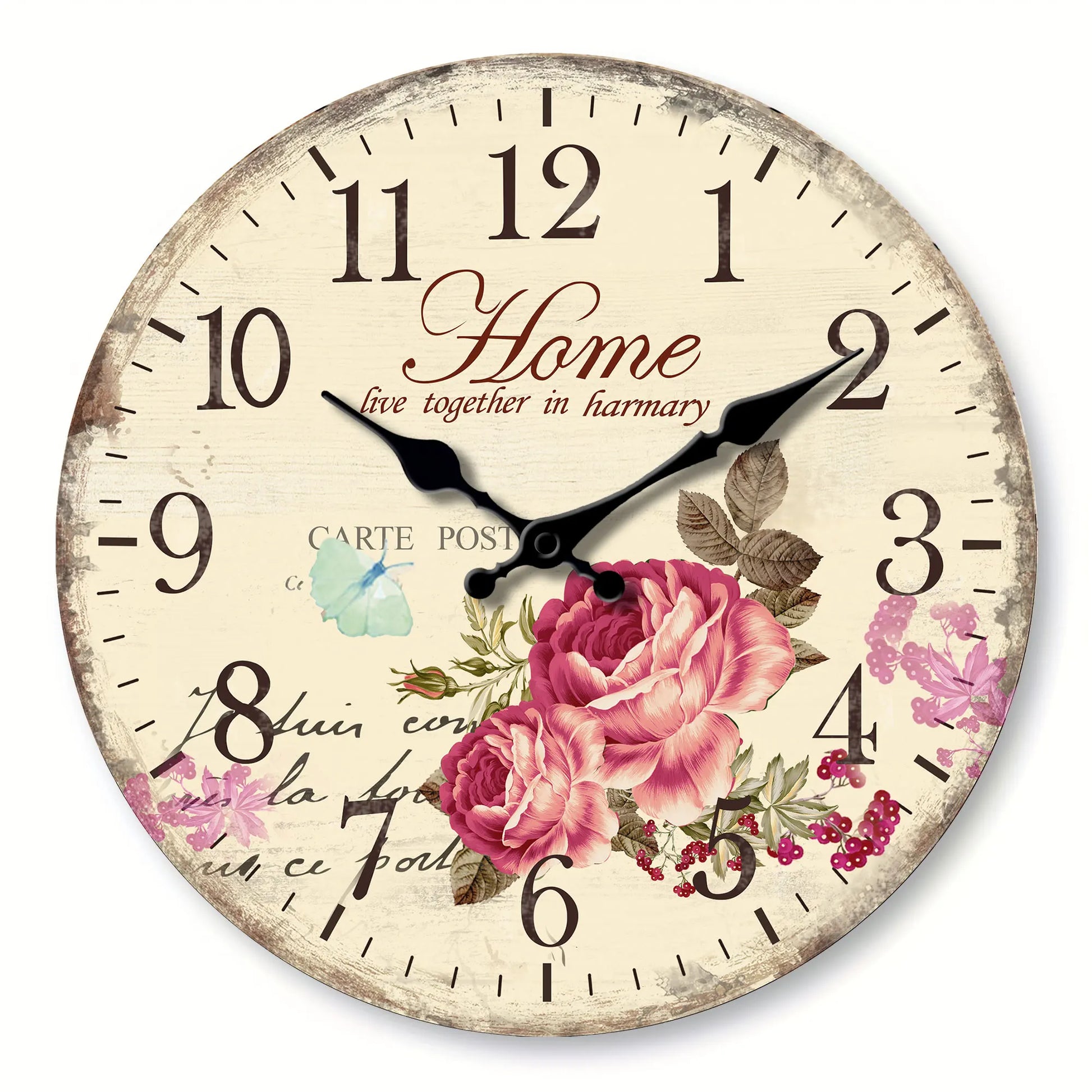 Horloge Murale Design Fleurs et Papillons