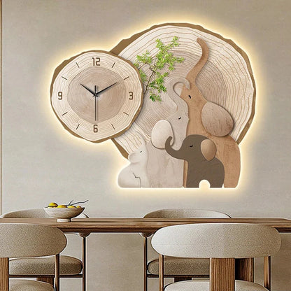 Horloge Murale Lumineuse Éléphants