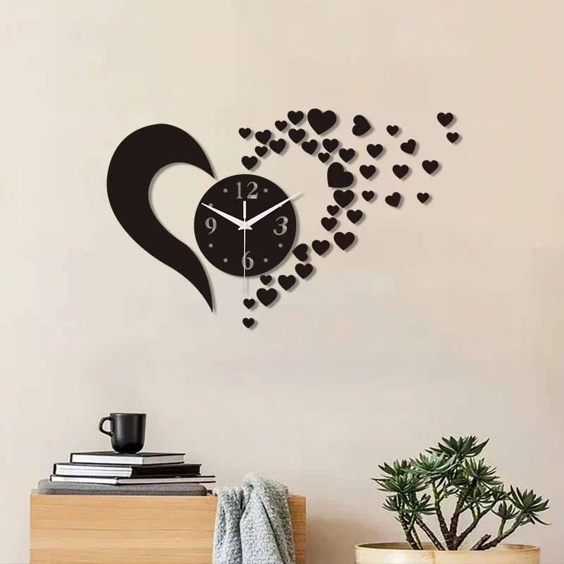 Horloge Coeur Acrylique Miroir Design Unique