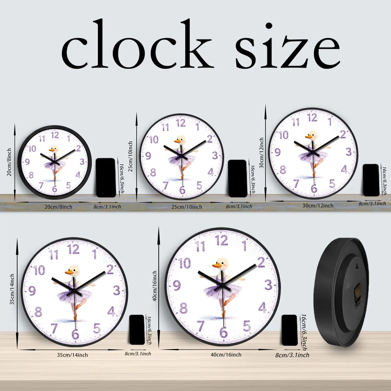 Horloge Murale Enfant Design Cygne Ballet