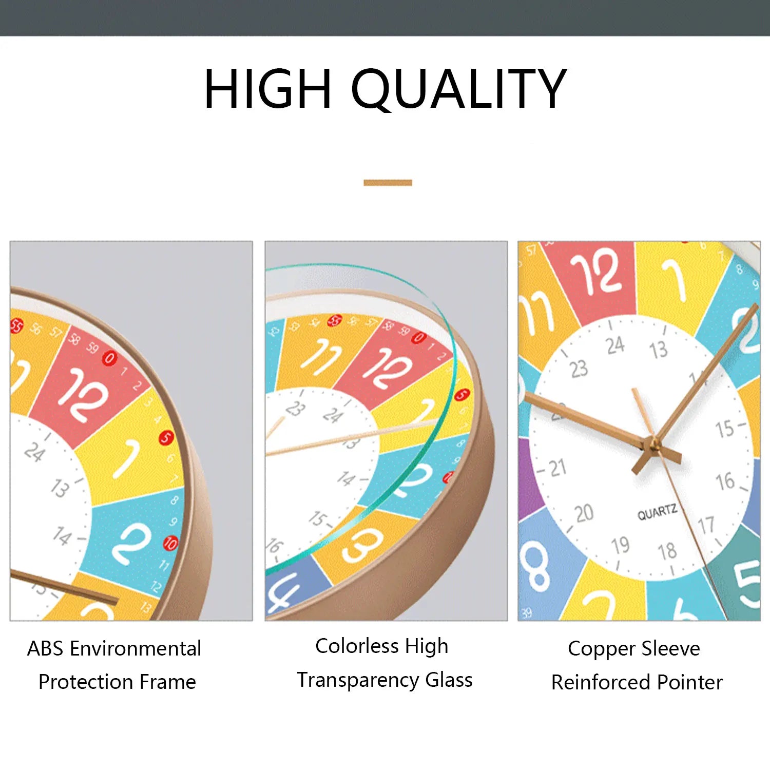 Horloge Murale Silencieuse Éducation Enfant Non Ticking