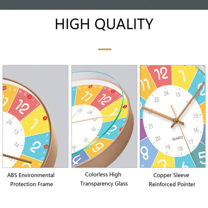 Horloge Murale Silencieuse Éducation Enfant Non Ticking