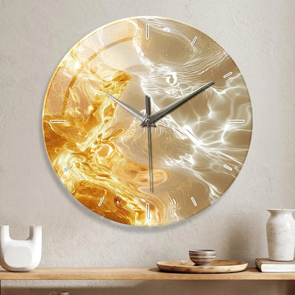 Horloge Murale Design Art Abstrait Verre Trempé