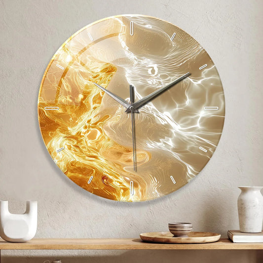 Horloge Murale Design Art Abstrait Verre Trempé