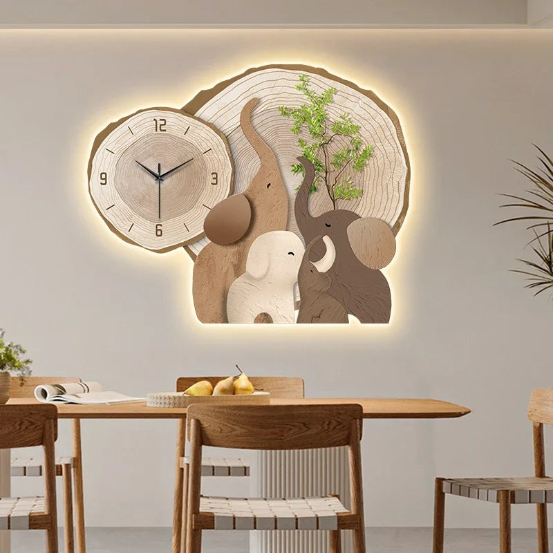 Horloge Murale Lumineuse Éléphants