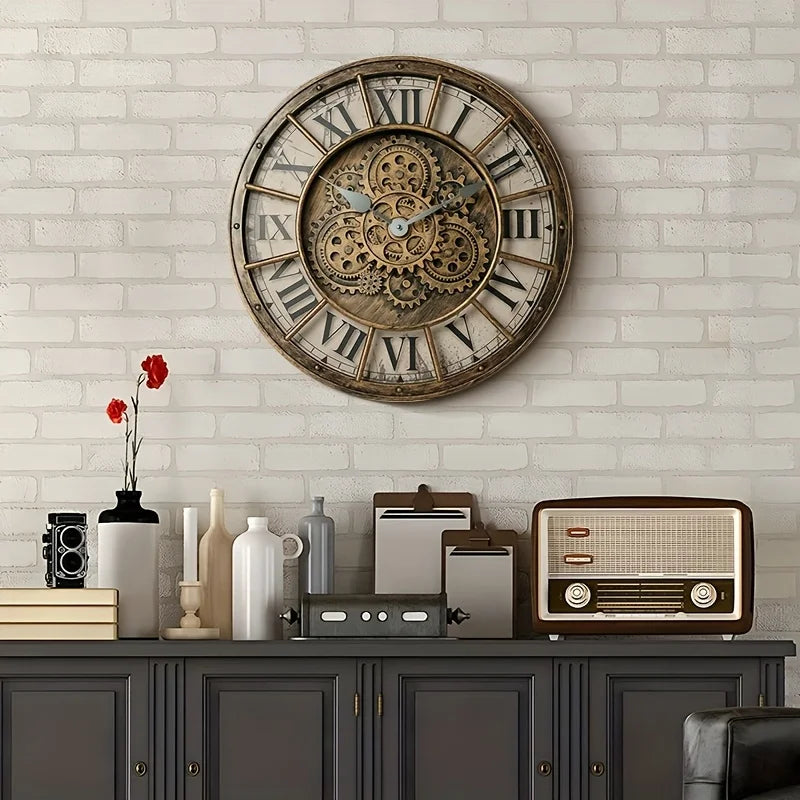 Horloge Murale Industrielle Réels Engrenages