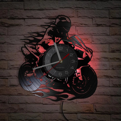 Horloge Vinyle Design Moto