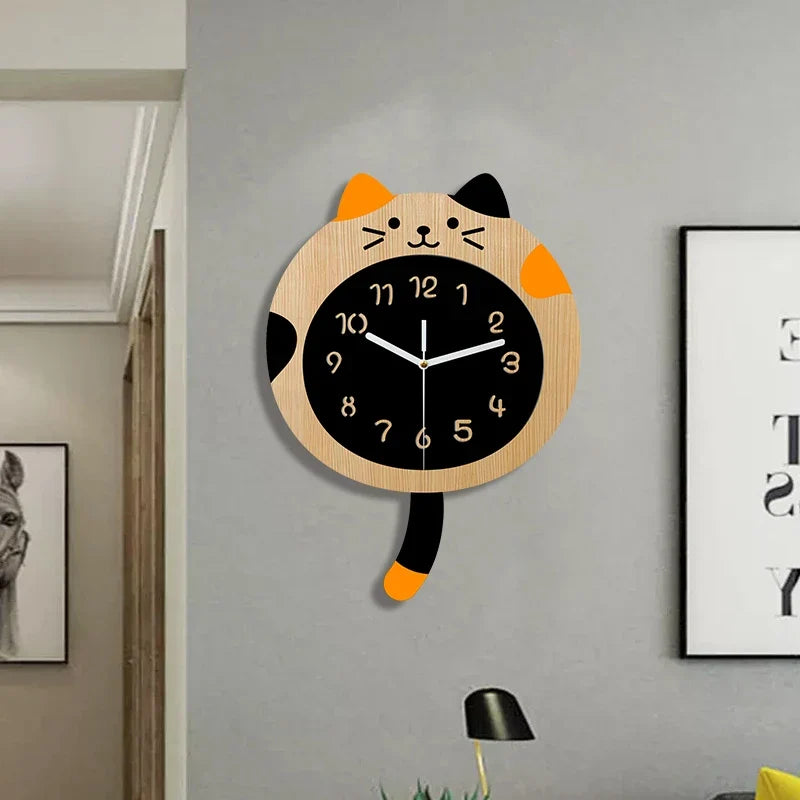 Horloge Murale Silencieuse Chat Content