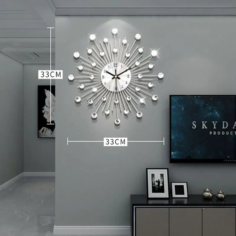 Horloge Murale Métal Brossé avec diamants