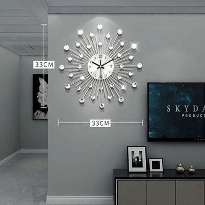 Horloge Murale Métal Brossé avec diamants