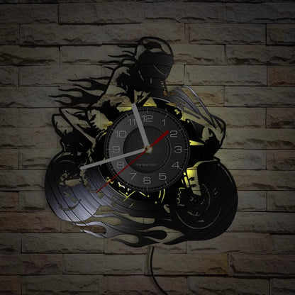 Horloge Vinyle Design Moto