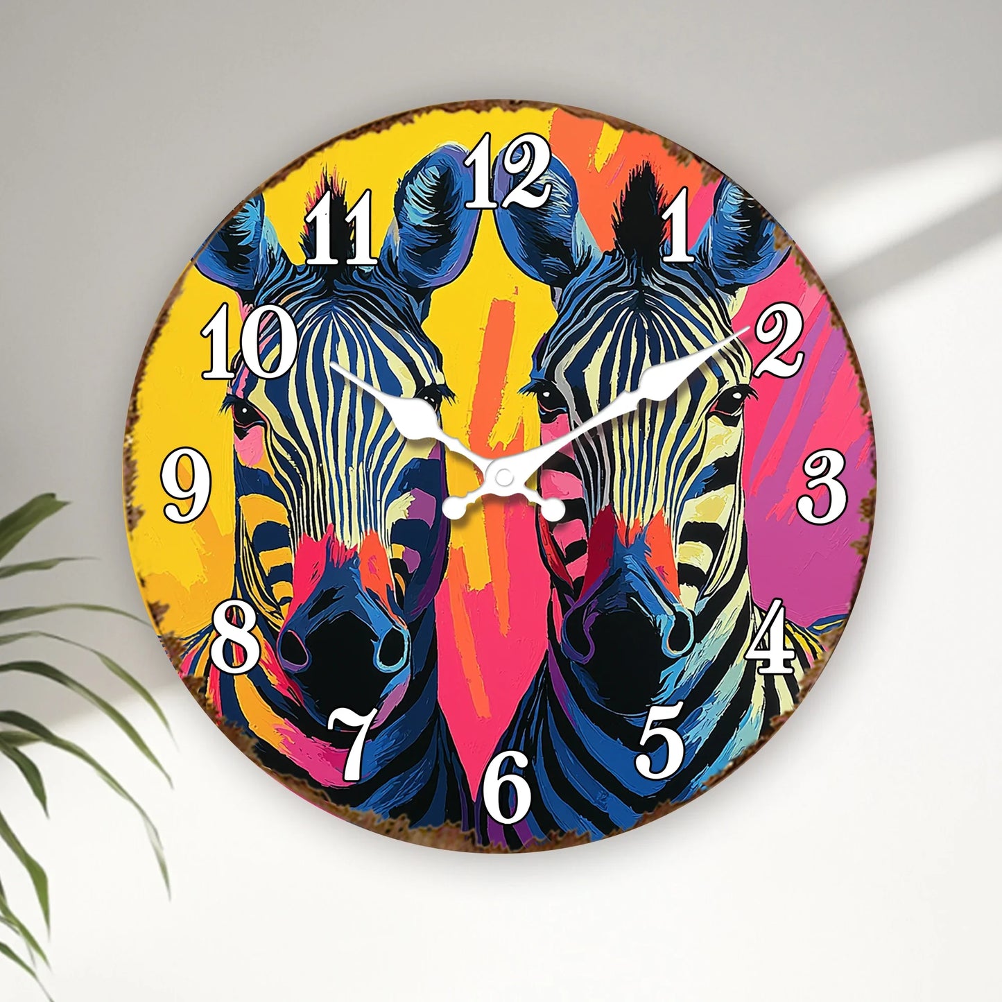 Horloge Murale Moderne Zèbres Pop Art Coloré