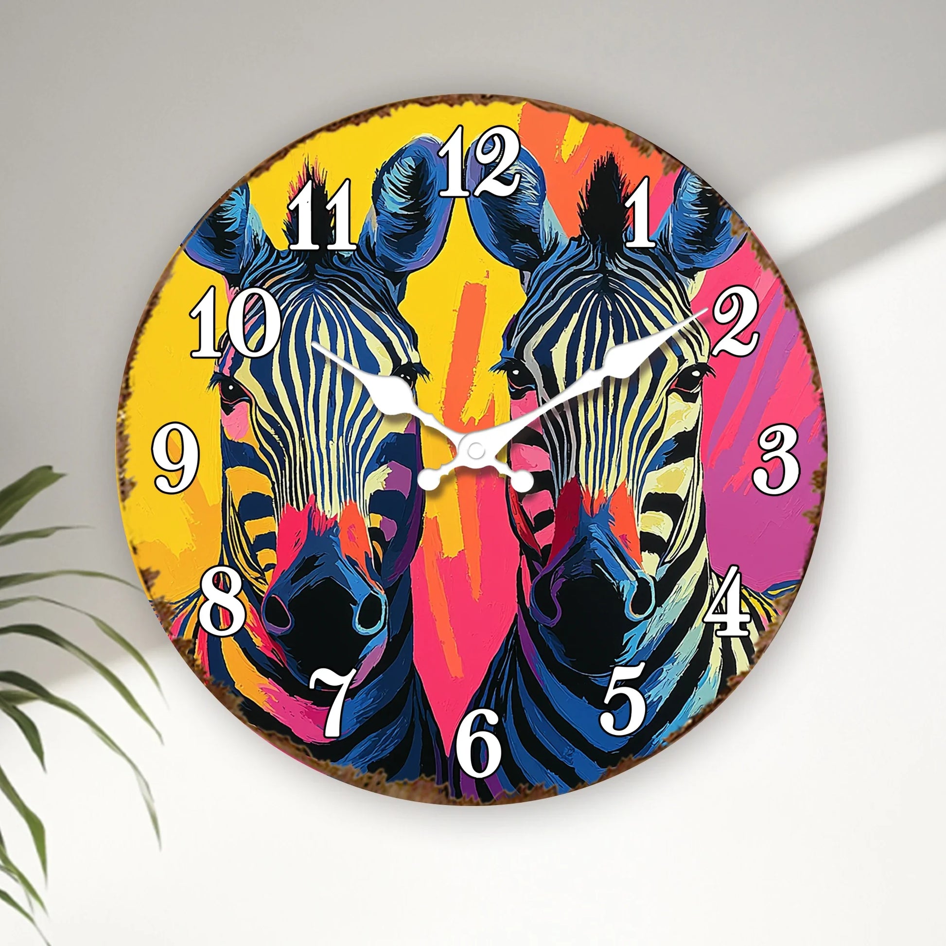 Horloge Murale Moderne Zèbres Pop Art Coloré