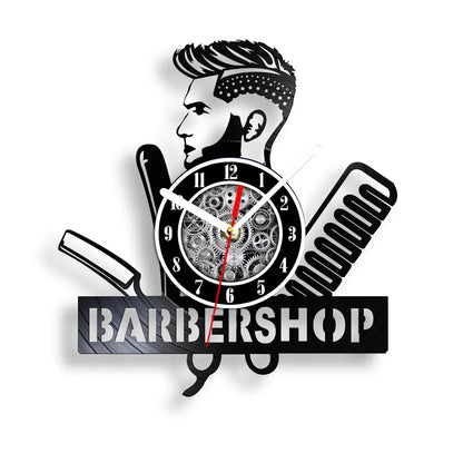 Horloge Vinyle Design Style Barber Shop
