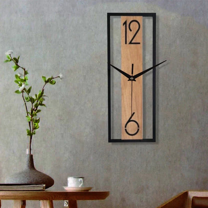 Horloge Murale Silencieuse Rectangle Grain de Bois