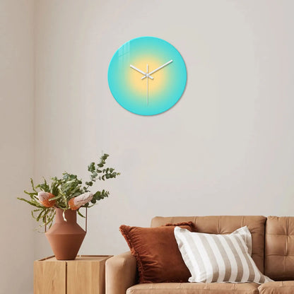 Horloge Murale Design Dégradé Coloré Bleu Jaune