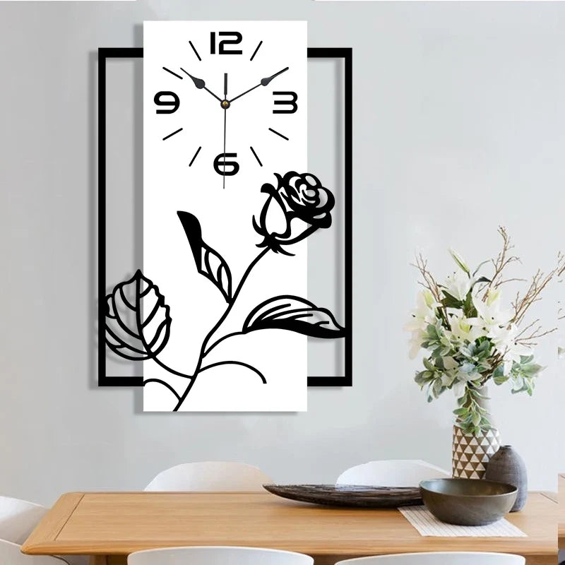 Horloge Murale Design Art Moderne Motif Rose