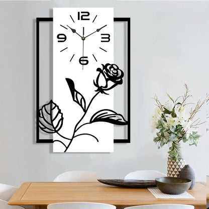 Horloge Murale Design Art Moderne Motif Rose