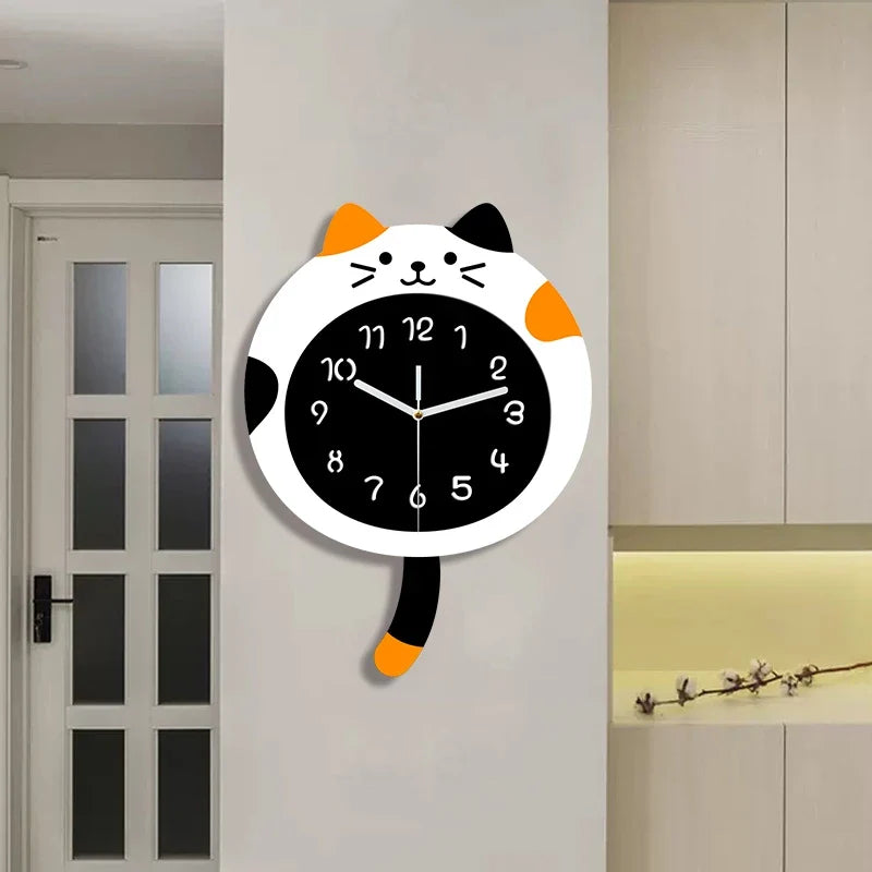 Horloge Murale Silencieuse Chat Content