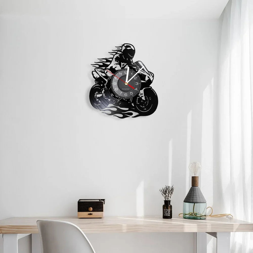 Horloge Vinyle Design Moto