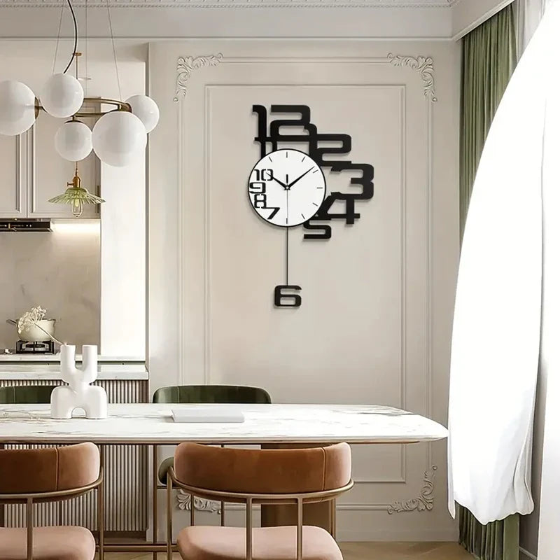 Horloge Murale Design Créatif en Métal Noir
