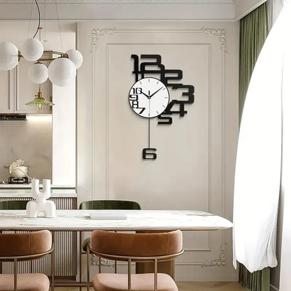 Horloge Murale Design Créatif en Métal Noir