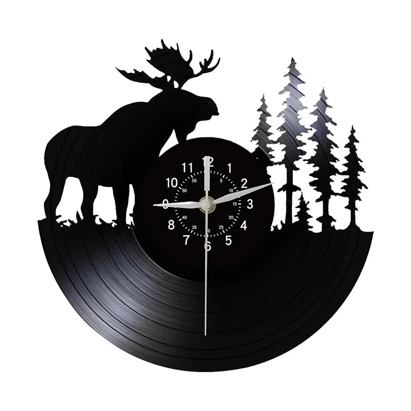 Horloge Vinyle Noir Renne