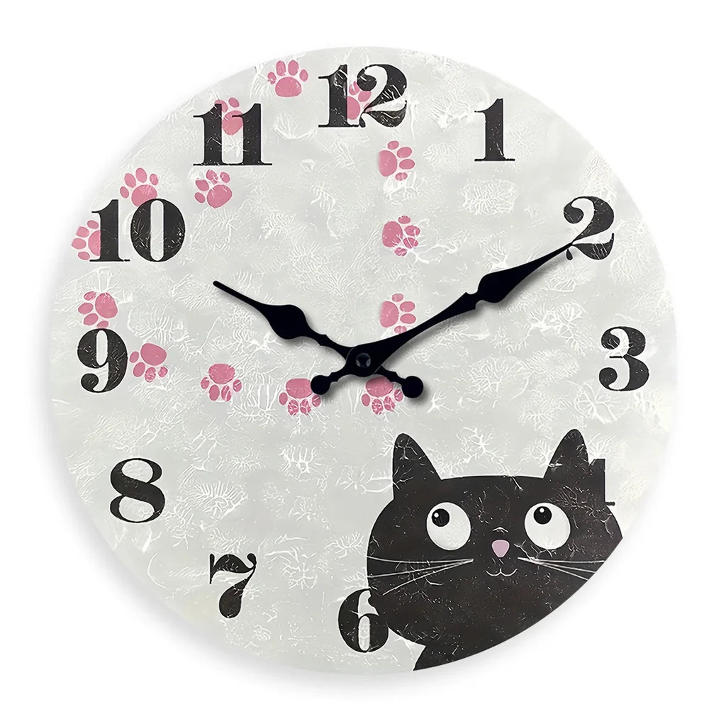 Horloge Chat Noir Empreinte Cœur