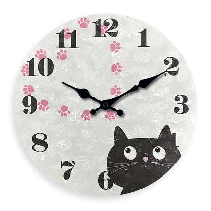 Horloge Chat Noir Empreinte Cœur