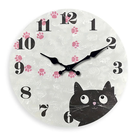Horloge Chat Noir Empreinte Cœur