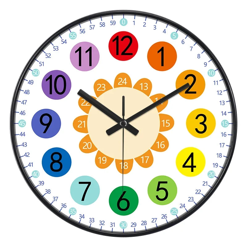 Horloge Murale Silencieuse Éducation Enfant Non Ticking