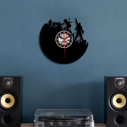 Horloge Murale Vintage Vinyles Rock Band pour Passionnés de Musique