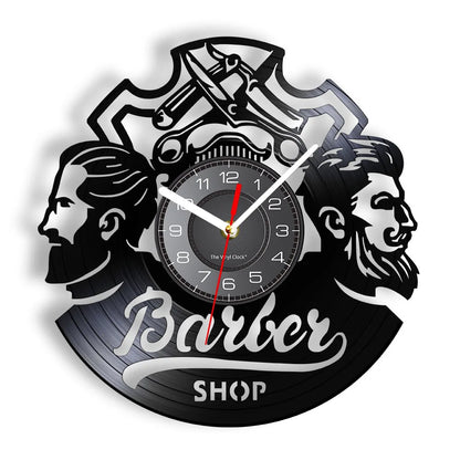 Horloge Vinyle Design Style Barber Shop