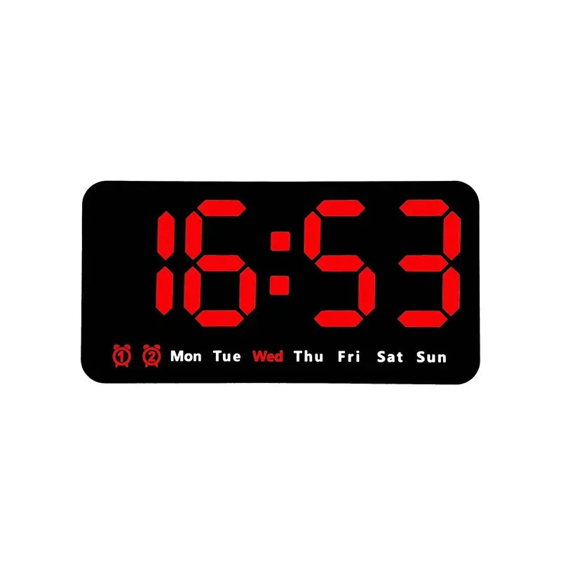 Horloge Murale Digitale LED Grande Taille avec Double Alarme