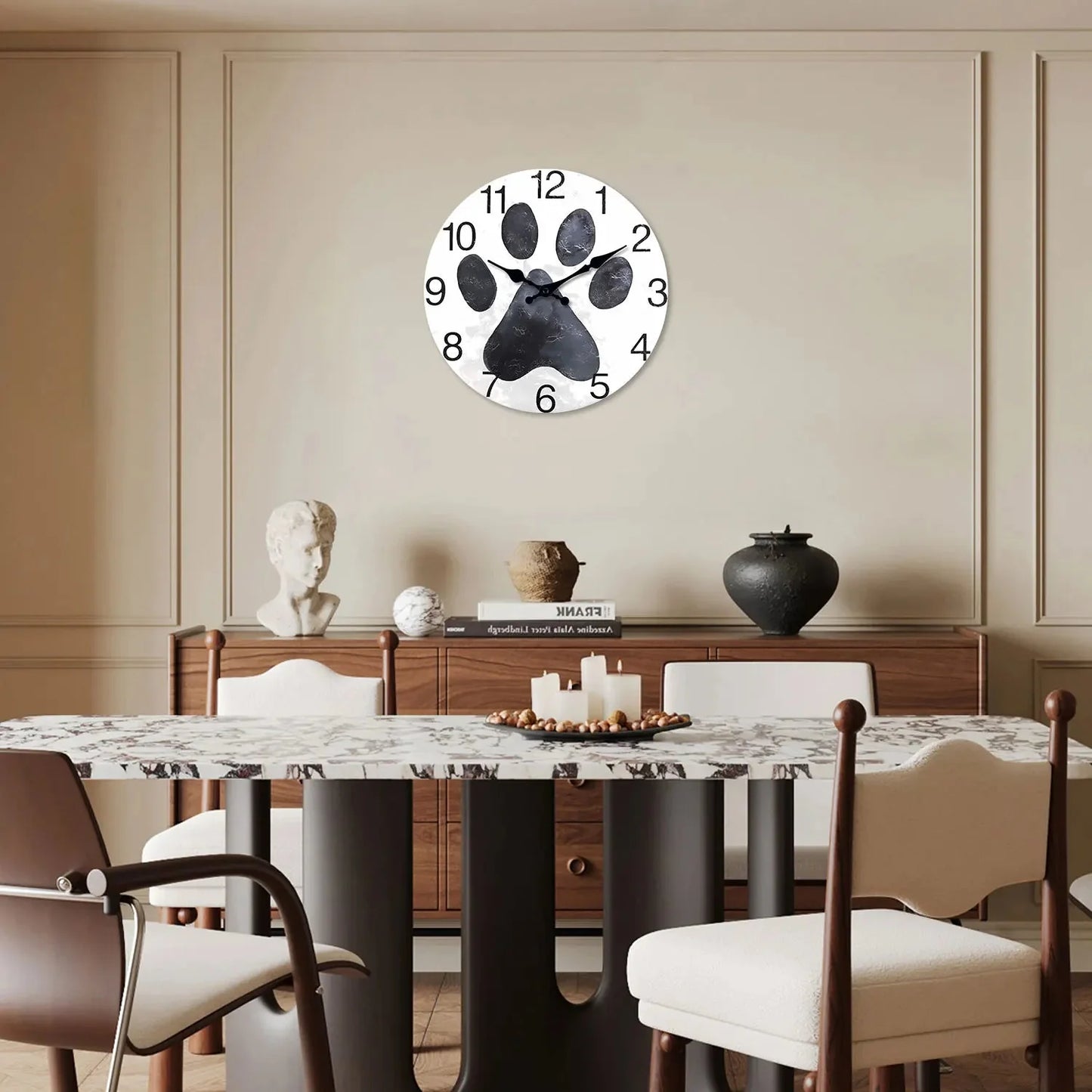 Horloge Chat Patte de Chat Noire
