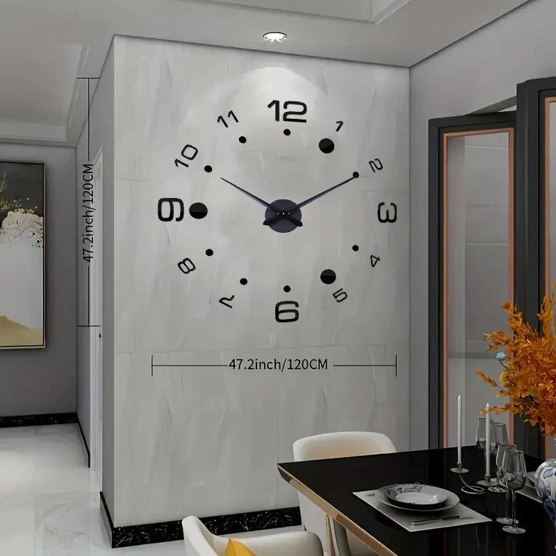 Horloge Murale Silencieuse Acrylique Effet Miroir Art Design