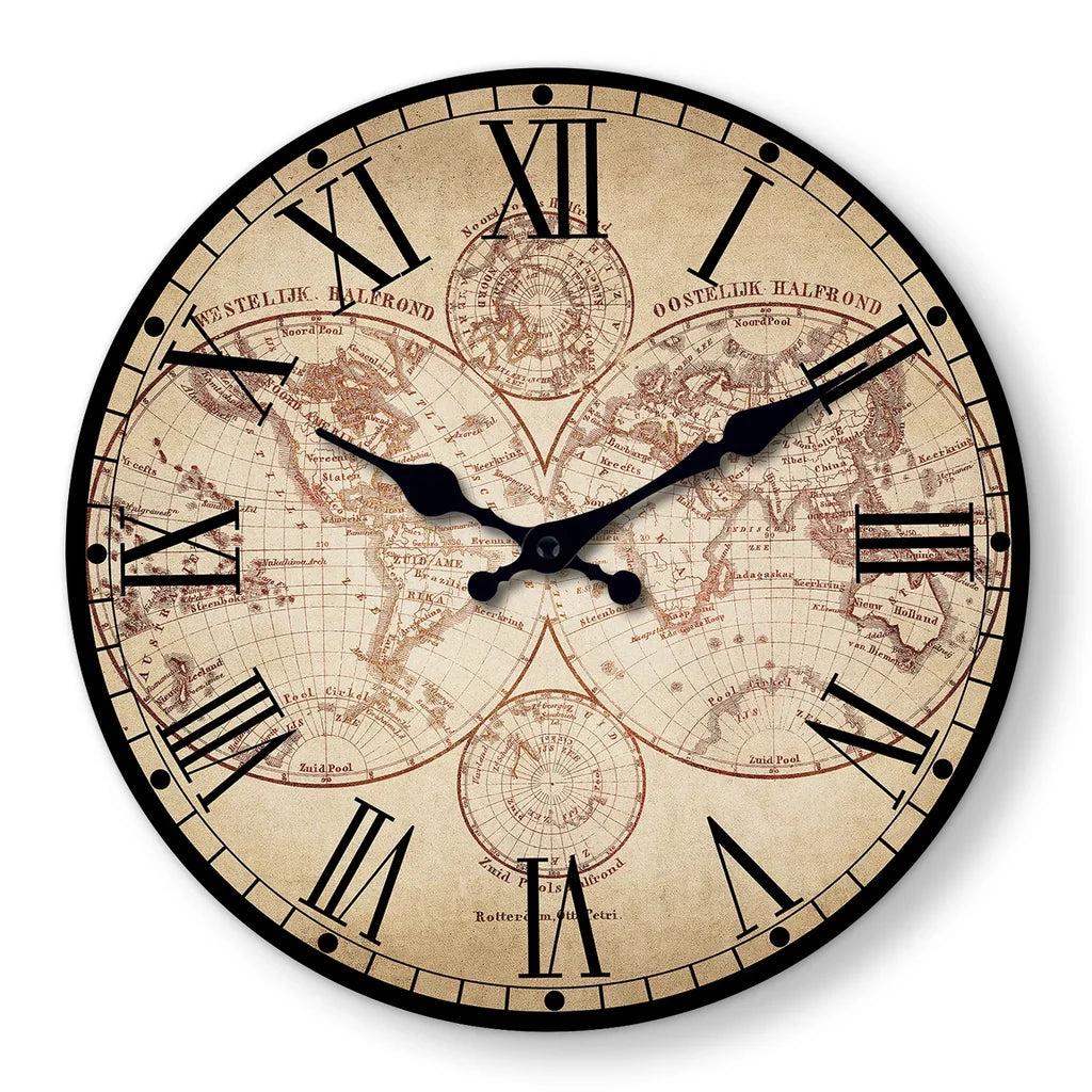 Horloge Murale Vintage Boussole Navire Côte Nautique