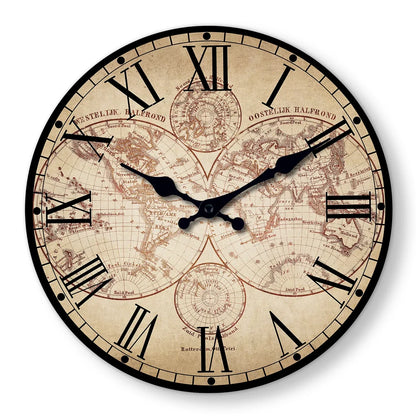 Horloge Murale Vintage Boussole Navire Côte Nautique