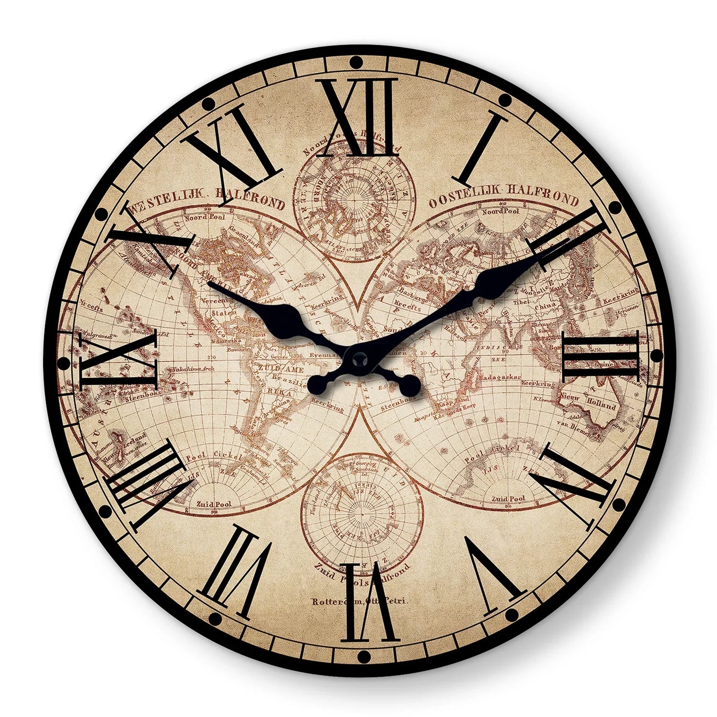 Horloge Murale Vintage Boussole Navire Côte Nautique