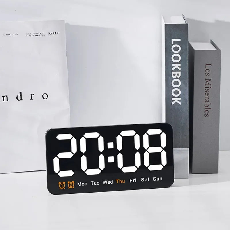 Horloge Murale Digitale LED Grande Taille avec Double Alarme