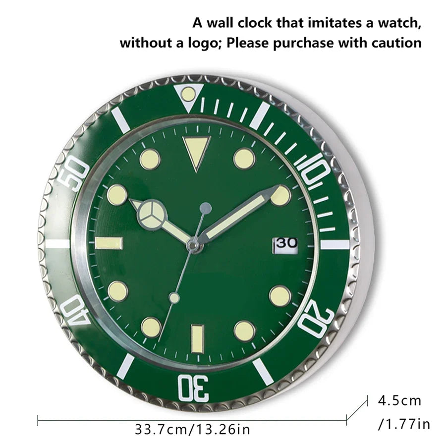 Horloge Murale Métal Design Fluorescent 33cm Sans Piles