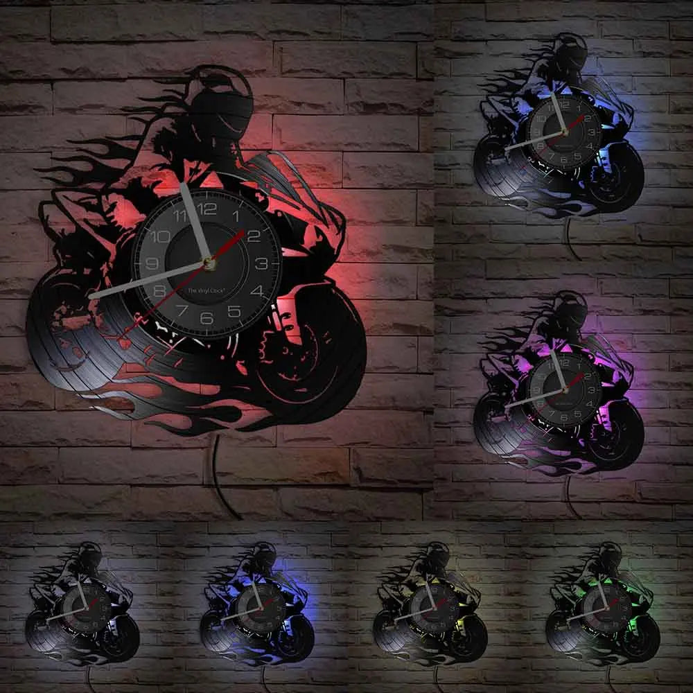Horloge Vinyle Design Moto