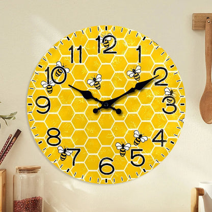 Horloge Murale Bois Nid d'Abeille et Abeilles
