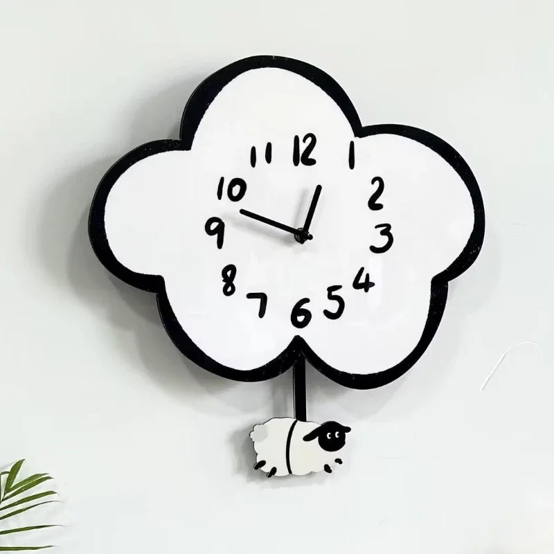 Horloge Murale Silencieuse Design Nuage Enfant Moderne