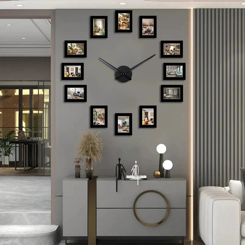 Horloge Murale Cadre Photo Noir DIY
