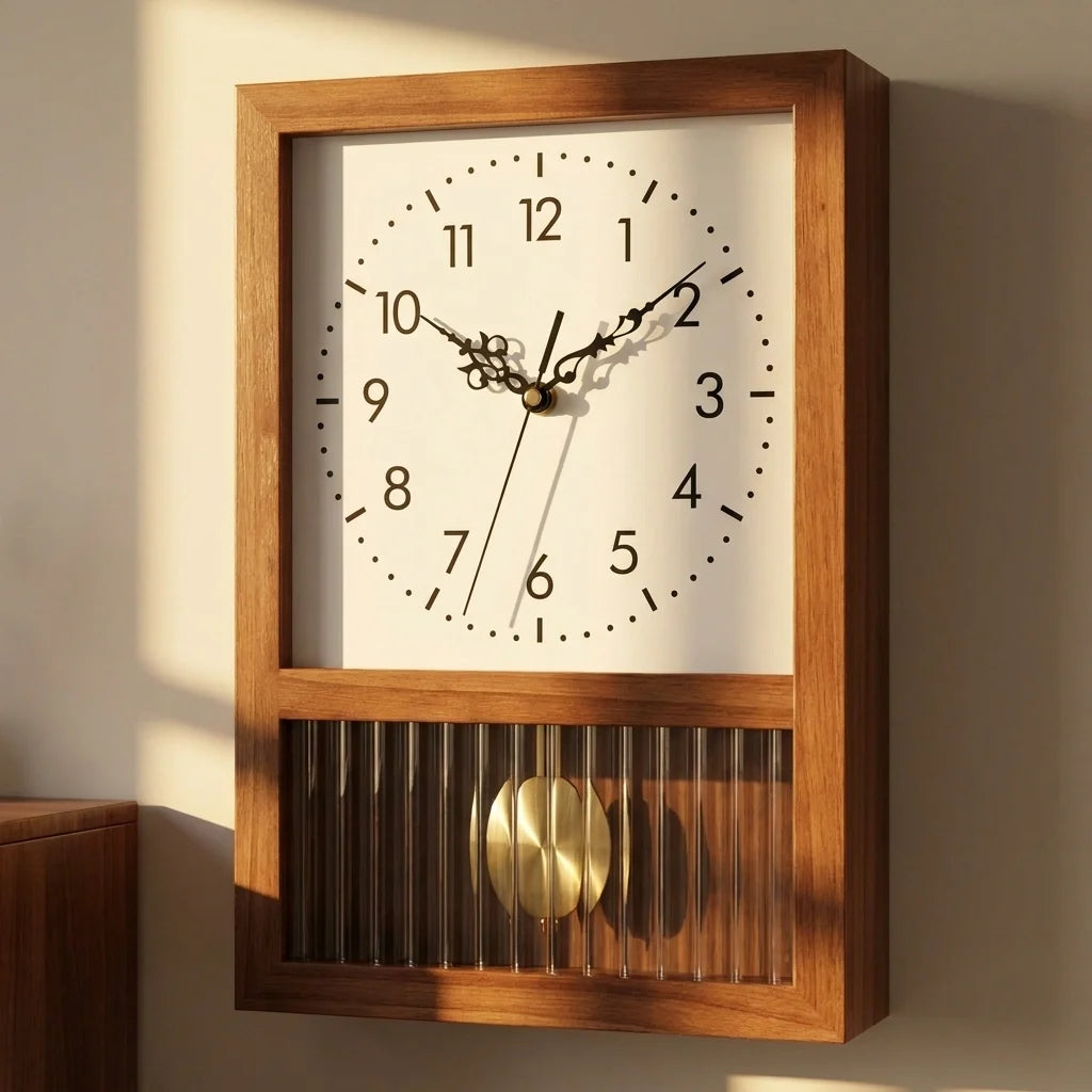 Horloge Bois Style Rétro Japonais