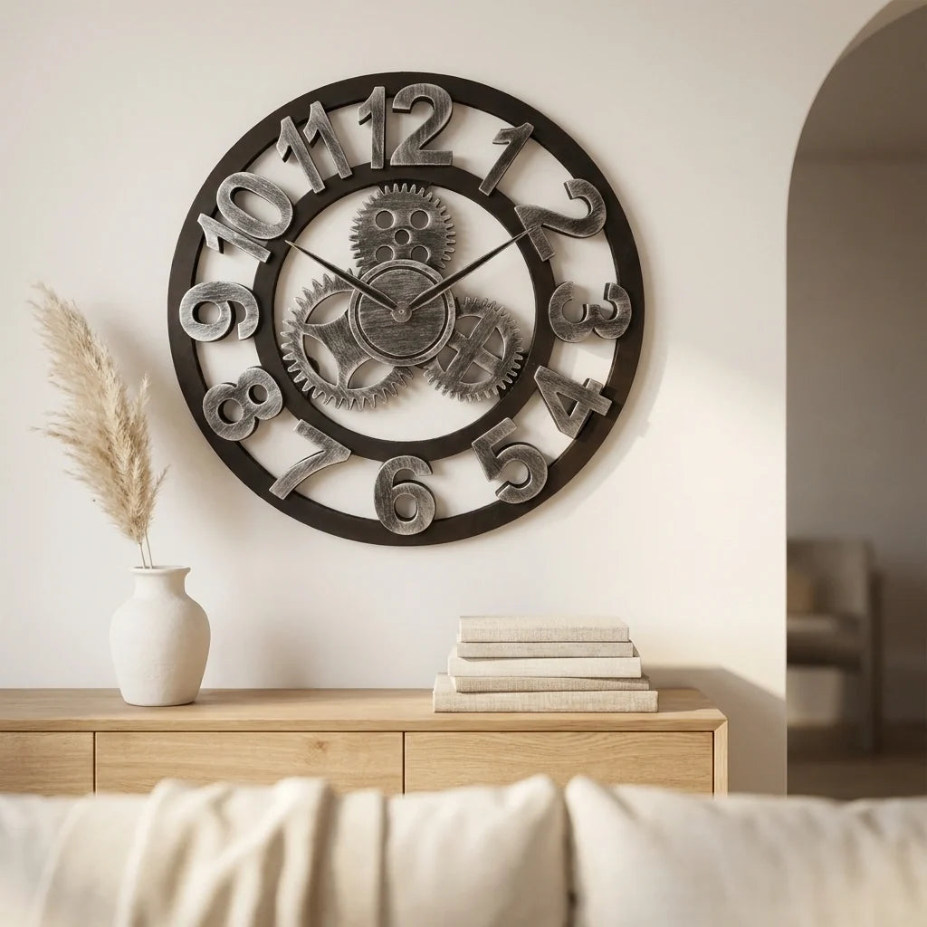 Horloge Engrenage Murale Style Industriel