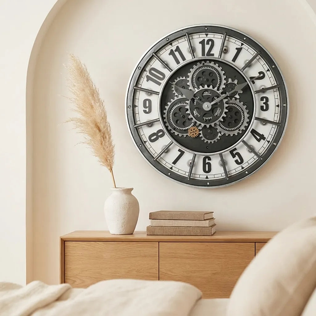 Horloge Murale Industrielle Réels Engrenages