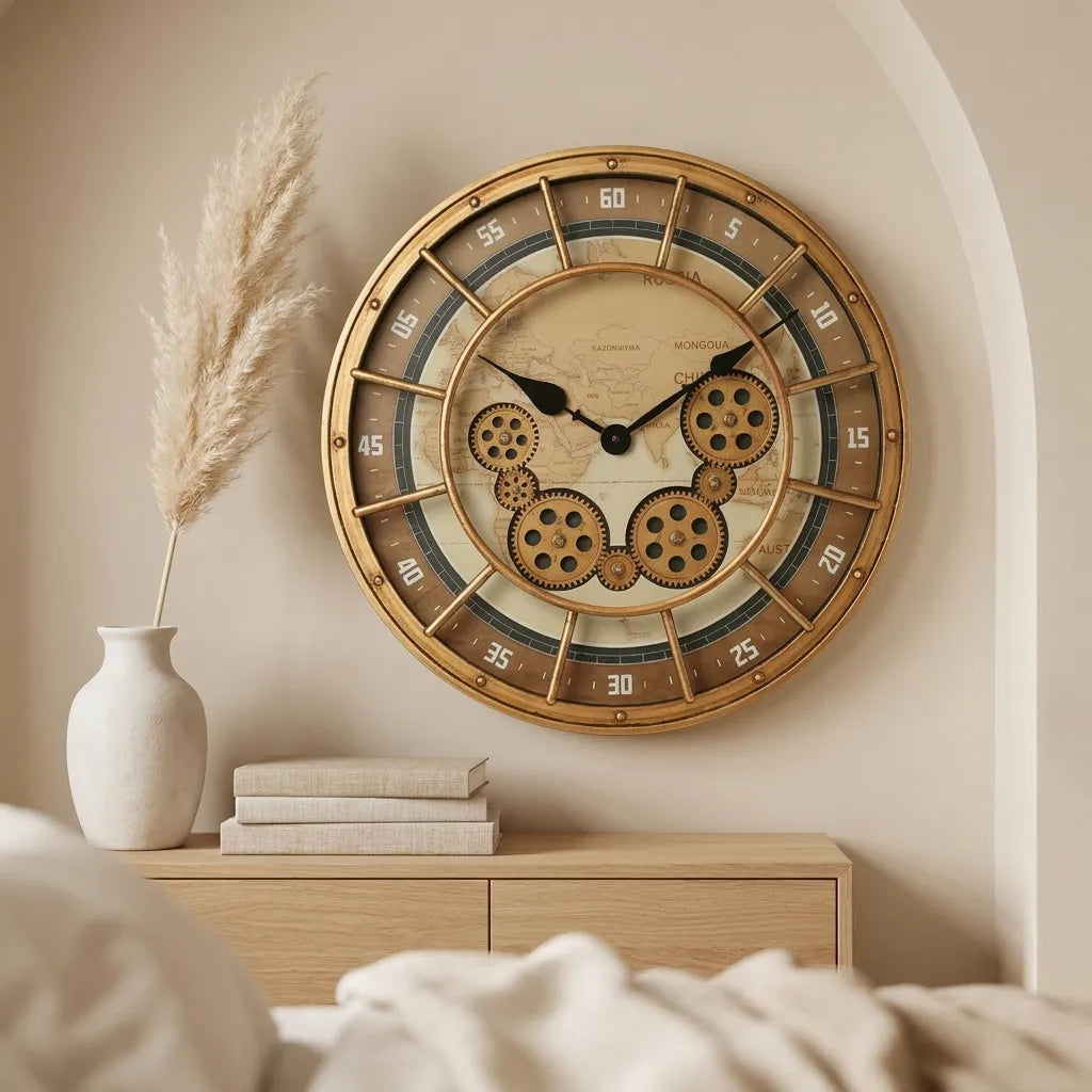 Horloge Murale Industrielle Réels Engrenages