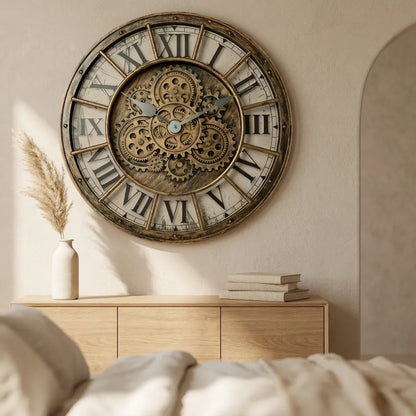 Horloge Murale Industrielle Réels Engrenages